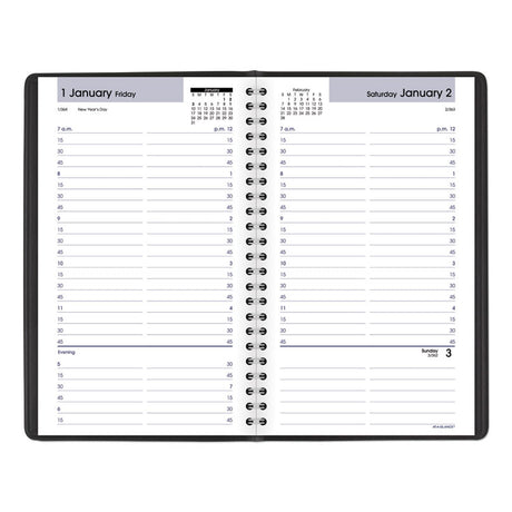 DayMinder Daily Appointment Book, 8.5 x 5.5, Black Cover, 12-Month (Jan to Dec): 2025