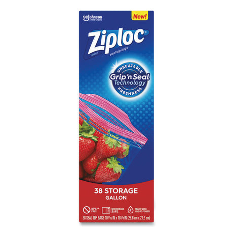 Double Zipper Storage Bags, Triple System Seal, Gallon, 10.56" x 10.75", Clear, 38/Box