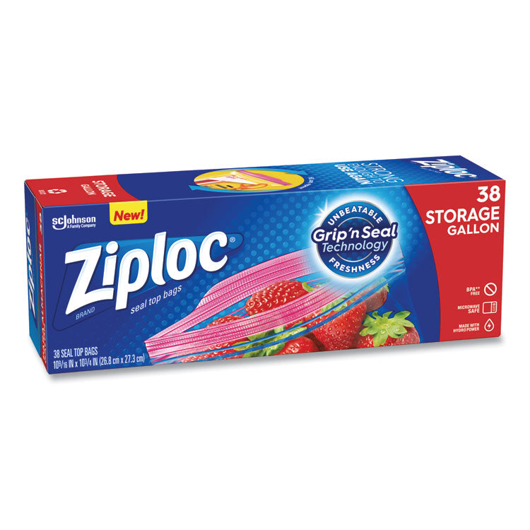 Double Zipper Storage Bags, Triple System Seal, Gallon, 10.56  x 10.75 , Clear, 38 Bags/Box, 9 Boxes/Carton