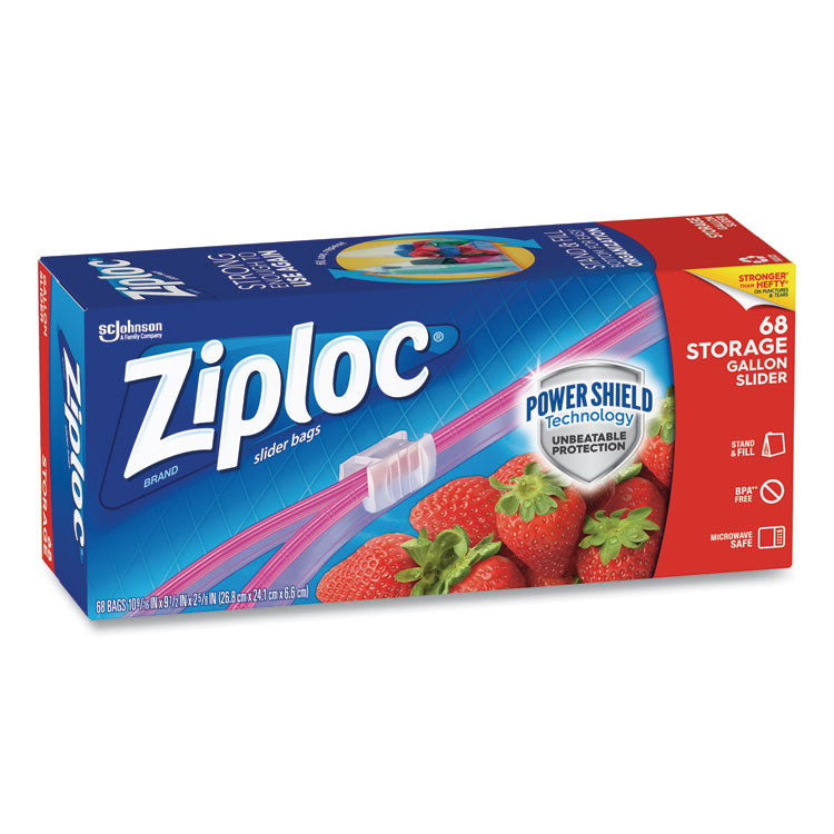 Slider Storage Bags, Gallon, 9.5  x 2.63  x 10.56 , Clear, 9/Carton