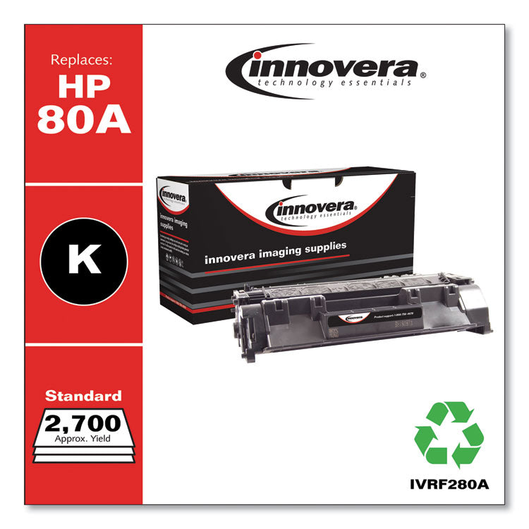 Remanufactured Black Toner, Replacement for 80A (CF280A), 2,700 Page-Yield