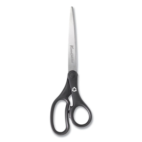 KleenEarth Basic Plastic Handle Scissors, 9" Long, 4.25" Cut Length, Black Straight Handle