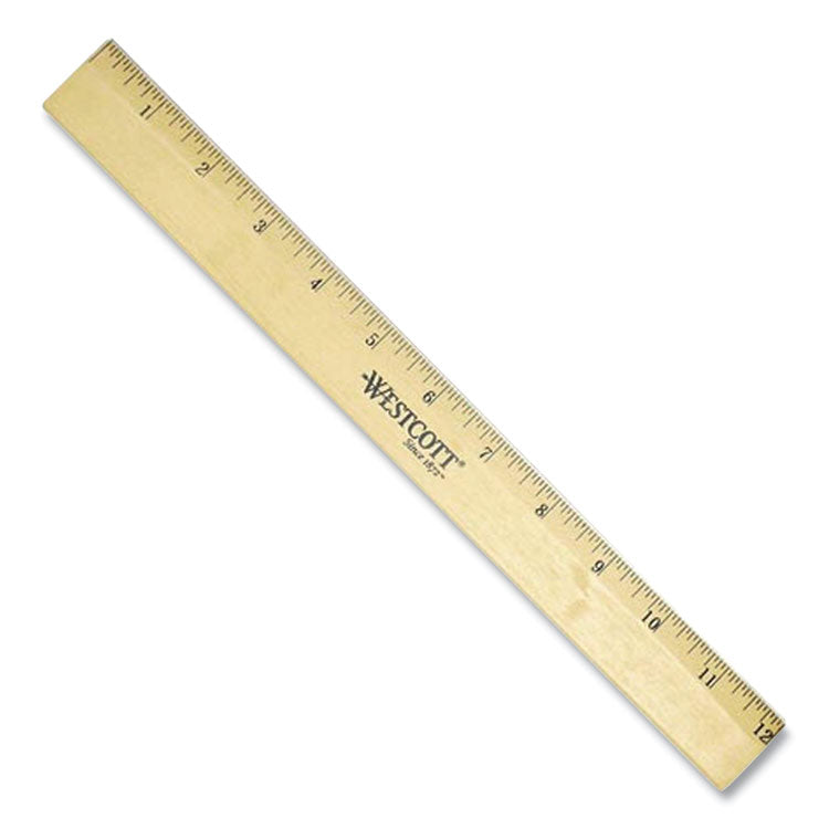 Wood Ruler with Single Metal Edge, Standard, 12" Long