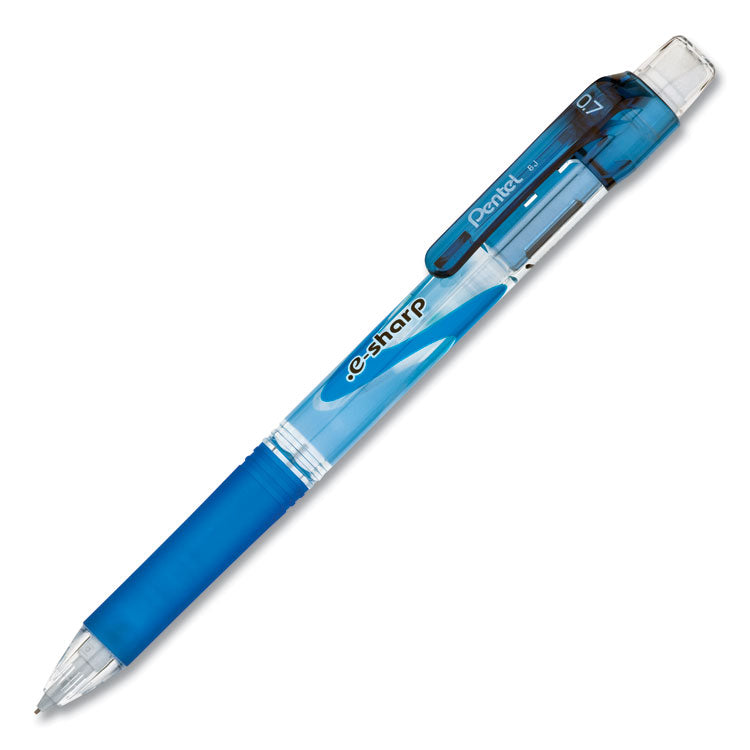 .e-Sharp Mechanical Pencil, 0.7 mm, HB (#2), Black Lead, Blue Barrel, Dozen