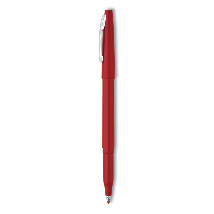 Rolling Writer Roller Ball Pen, Stick, Medium 0.8 mm, Red Ink, Red Barrel, Dozen