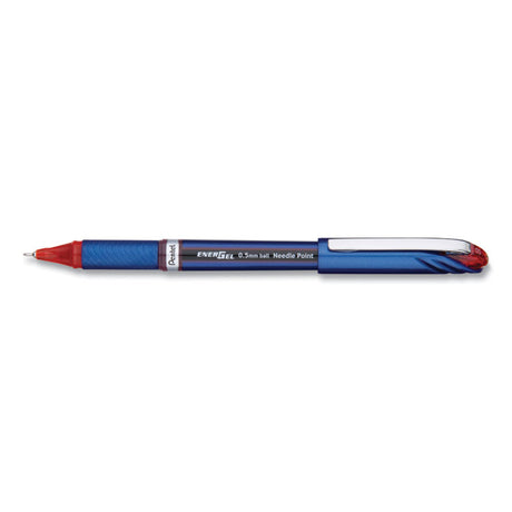 EnerGel NV Gel Pen, Stick, Fine 0.5 mm Needle Tip, Red Ink, Blue/Red Barrel, Dozen