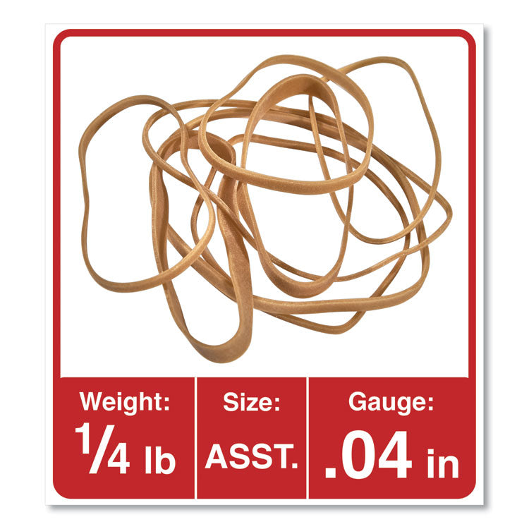 Rubber Bands, Size 54 (Assorted), Assorted Gauges, Beige, 4 oz Box