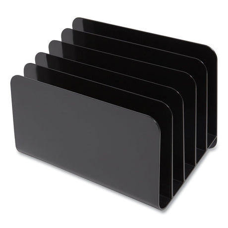 Plastic Incline Mail Sorter, 5 Sections, #6 1/4 to #16 Envelopes, 6.26 x 9.49 x 6.5, Black