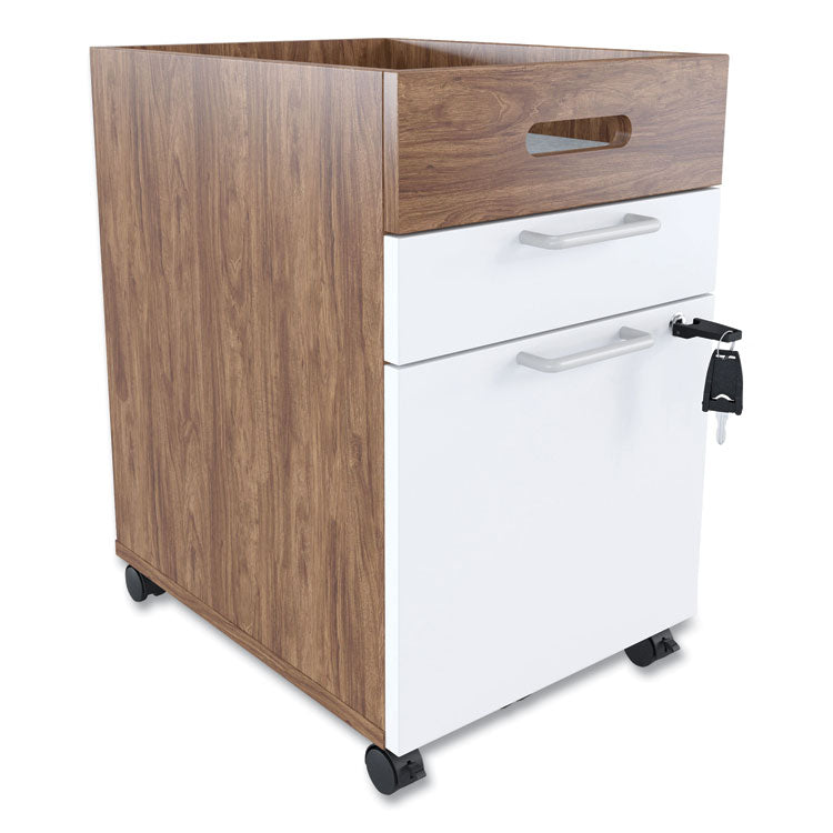 Essentials Mobile Pedestal File, Left or Right, 2-Drawers: Box/File, Legal/Letter, White/Espresso, 15.5  x 21.2  x 24.2