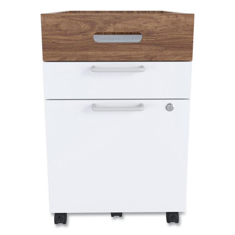Essentials Mobile Pedestal File, Left or Right, 2-Drawers: Box/File, Legal/Letter, White/Espresso, 15.5  x 21.2  x 24.2