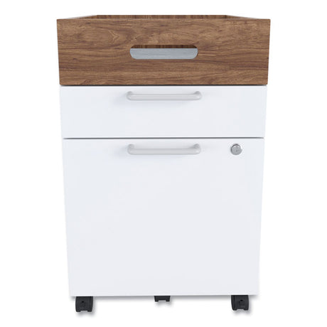 Essentials Mobile Pedestal File, Left or Right, 2-Drawers: Box/File, Legal/Letter, White/Espresso, 15.5  x 21.2  x 24.2