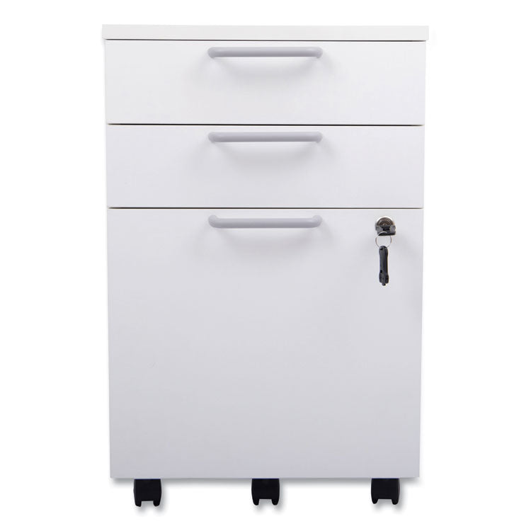 Essentials Mobile Pedestal File, Left or Right, 3-Drawers: Box/Box/File, Legal/Letter, White, 15.6  x 21.3  x 24.3