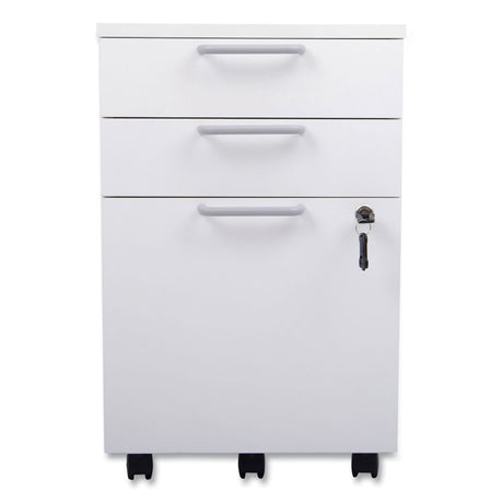 Essentials Mobile Pedestal File, Left or Right, 3-Drawers: Box/Box/File, Legal/Letter, White, 15.6  x 21.3  x 24.3