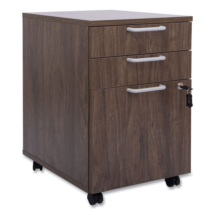 Essentials Mobile Pedestal File, Left or Right, 3-Drawers: Box/Box/File, Legal/Letter, Espresso, 15.6  x 21.3  x 24.3