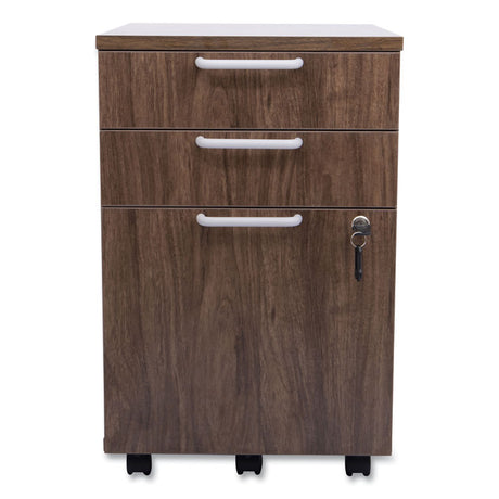Essentials Mobile Pedestal File, Left or Right, 3-Drawers: Box/Box/File, Legal/Letter, Espresso, 15.6  x 21.3  x 24.3