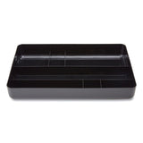 Deep Plastic Drawer Organizer, Seven Compartment, 9.13 x 14.13 x 2.04, Black