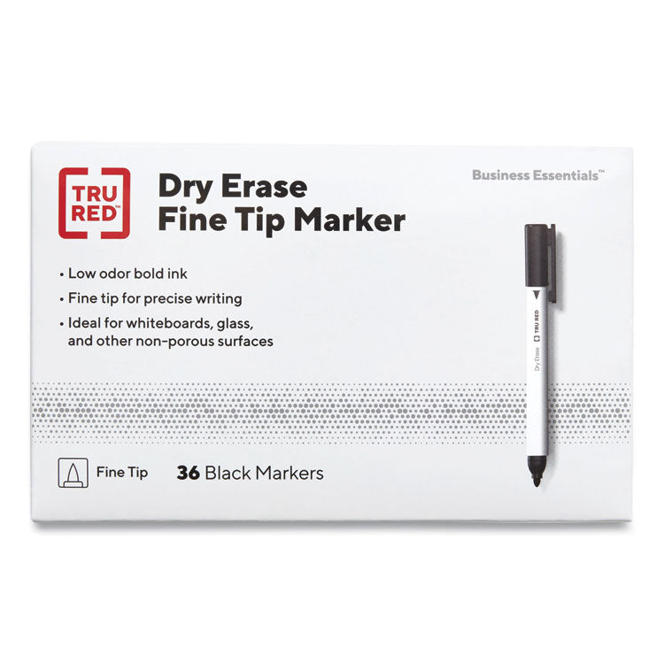 Dry Erase Marker, Pen-Style, Fine Bullet Tip, Black, Dozen