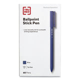 Ballpoint Pen, Stick, Medium 1 mm, Blue Ink, Blue Barrel, 60/Pack