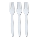 Heavyweight Plastic Cutlery, Fork, White, 100/Pack