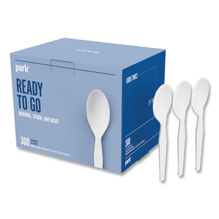 Eco-ID Mediumweight Compostable Cutlery, Teaspoon, White, 300/Pack