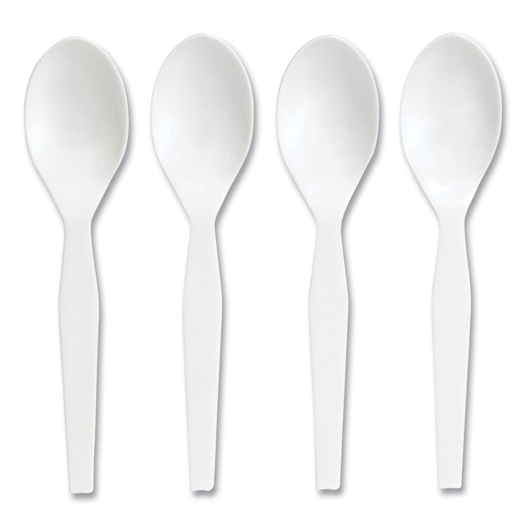 Mediumweight Plastic Cutlery, Teaspoon, White, 300/Pack