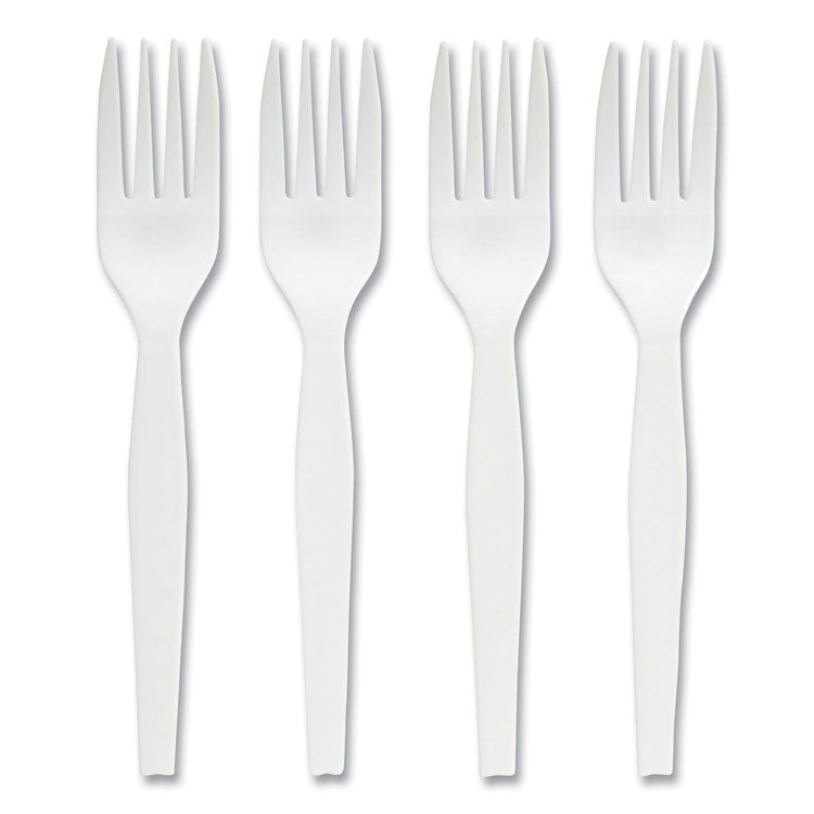 Eco-ID Mediumweight Compostable Cutlery, Fork, White, 300/Pack