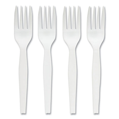 Eco-ID Mediumweight Compostable Cutlery, Fork, White, 300/Pack