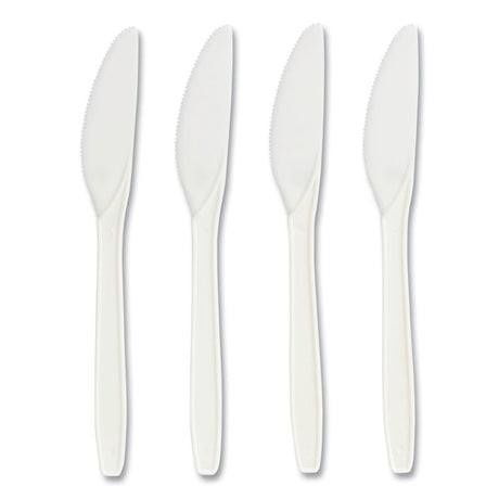 Eco-ID Compostable Cutlery, Knife, White, 300/Pack