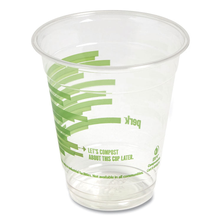 Eco-ID Compostable PLA Corn Plastic Cold Cups, 12 oz, Clear/Green, 50/Pack, 6 Packs/Carton