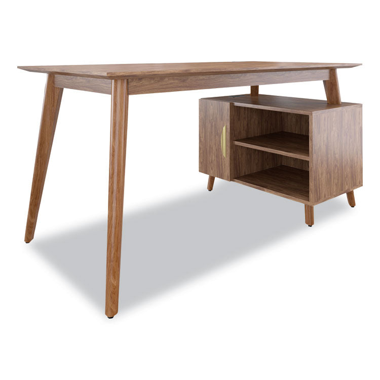 MidMod Storage Desk, Gold Pull, 59.7  x 29.4  x 29.5 , Espresso