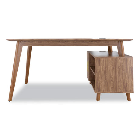 MidMod Storage Desk, Gold Pull, 59.7  x 29.4  x 29.5 , Espresso
