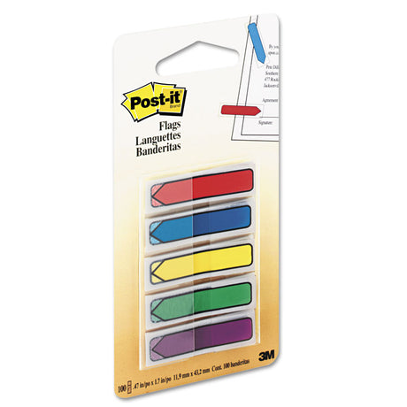 Arrow 0.5" Page Flags, Blue/Green/Purple/Red/Yellow, 20/Color, 100/Pack