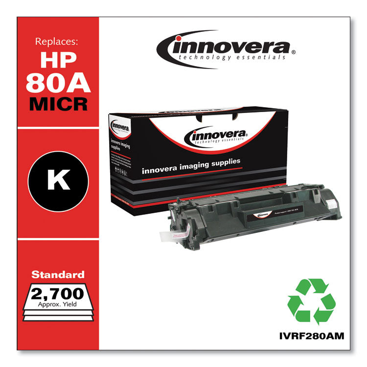 Remanufactured Black MICR Toner, Replacement for 80AM (CF280AM), 2,700 Page-Yield