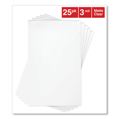 Laminating Pouches, 3 mil, 9" x 14.5", Gloss Clear, 25/Pack