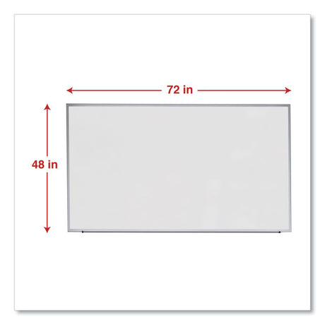 Deluxe Melamine Dry Erase Board, 72 x 48, Melamine White Surface, Silver Anodized Aluminum Frame