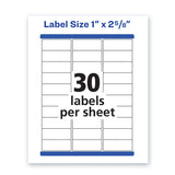 Waterproof Address Labels with TrueBlock and Sure Feed, Laser Printers, 1 x 2.63, White, 30/Sheet, 50 Sheets/Pack