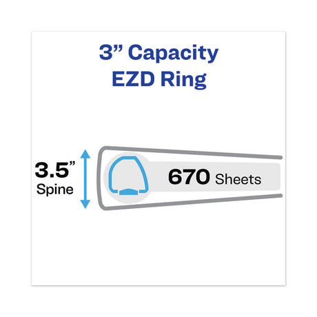 Heavy-Duty View Binder with DuraHinge and Locking One Touch EZD Rings, 3 Rings, 3" Capacity, 11 x 8.5, Pacific Blue