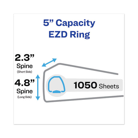 Heavy-Duty View Binder with DuraHinge and Locking One Touch EZD Rings, 3 Rings, 5" Capacity, 11 x 8.5, White