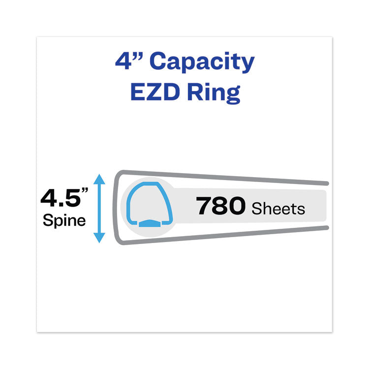 Heavy-Duty View Binder with DuraHinge and Locking One Touch EZD Rings, 3 Rings, 4" Capacity, 11 x 8.5, Pacific Blue