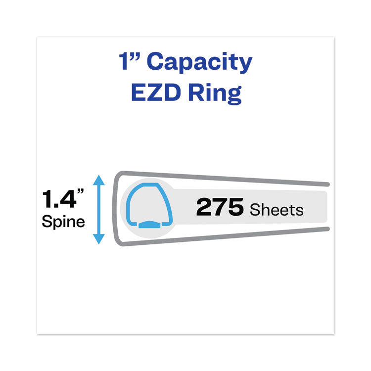 Heavy-Duty View Binder with DuraHinge and One Touch EZD Rings, 3 Rings, 1" Capacity, 11 x 8.5, Pacific Blue