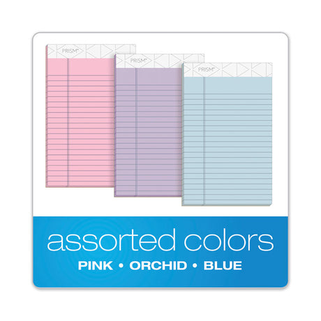 Prism + Colored Writing Pads, Narrow Rule, 50 Assorted Pastel-Color 5 x 8 Sheets, 6/Pack
