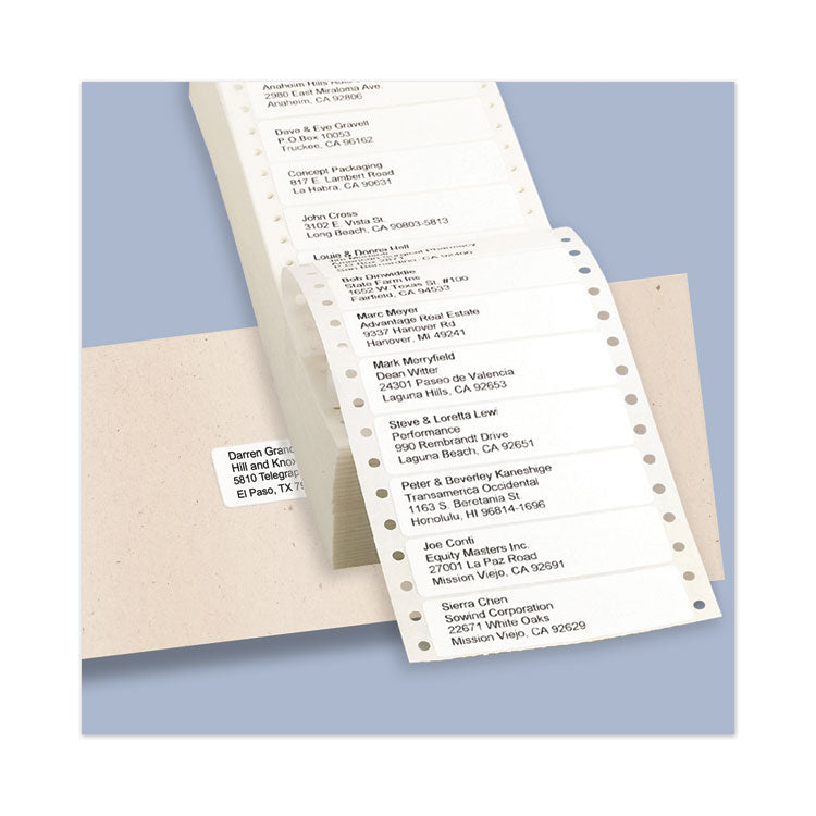 Dot Matrix Printer Mailing Labels, Pin-Fed Printers, 0.94 x 3.5, White, 5,000/Box