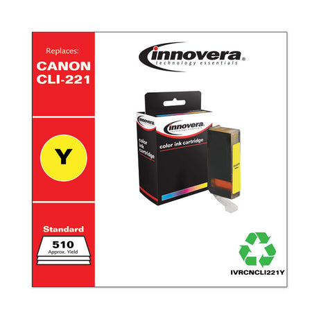 Remanufactured Yellow Ink, Replacement for CLI-221Y (2949B001), 510 Page-Yield