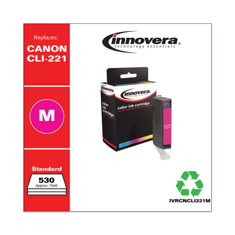 Remanufactured Magenta Ink, Replacement for CLI-221M (2948B001), 530 Page-Yield