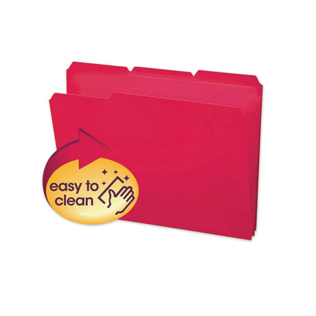 Top Tab Poly Colored File Folders, 1/3-Cut Tabs: Assorted, Letter Size, 0.75" Expansion, Red, 24/Box