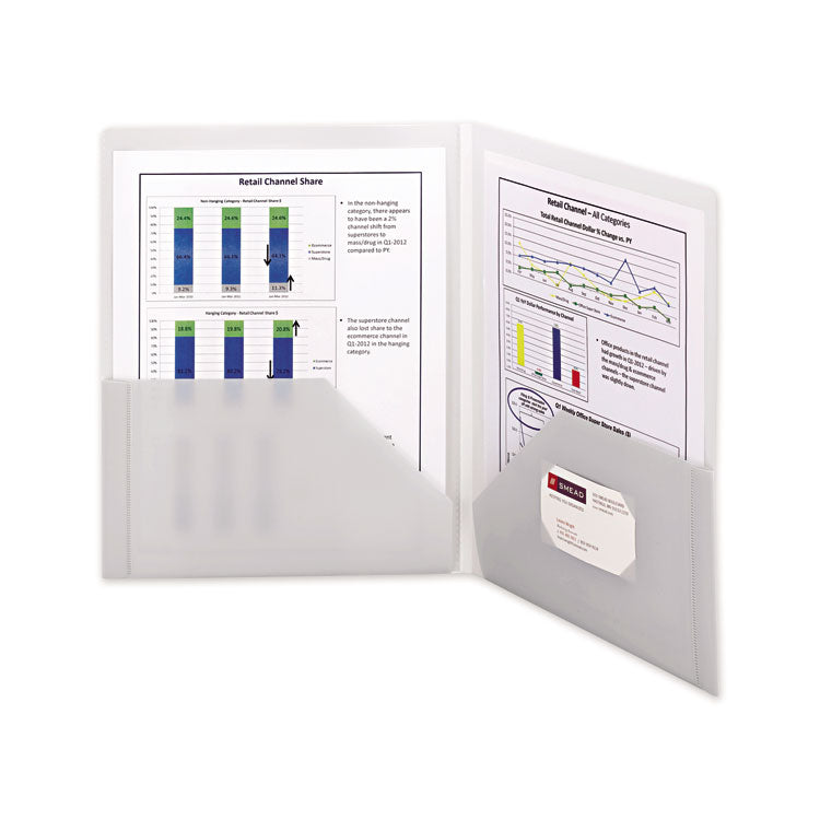 Frame View Poly Two-Pocket Folder, 100-Sheet Capacity, 11 x 8.5, Clear/Oyster, 5/Pack Frame View Poly Two-Pocket Folder, 100-Sheet Capacity, 11 x 8.5, Clear/Oyster, 5/Pack