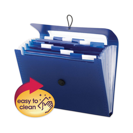 Step Index Organizer, 12 Sections, Cord/Hook Closure, 1/6-Cut Tabs, Letter Size, Navy