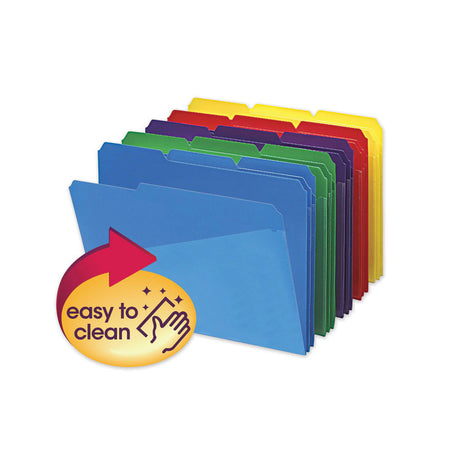 Poly Colored File Folders With Slash Pocket, 1/3-Cut Tabs: Assorted, Letter Size, 0.75" Expansion, Assorted Colors, 30/Box