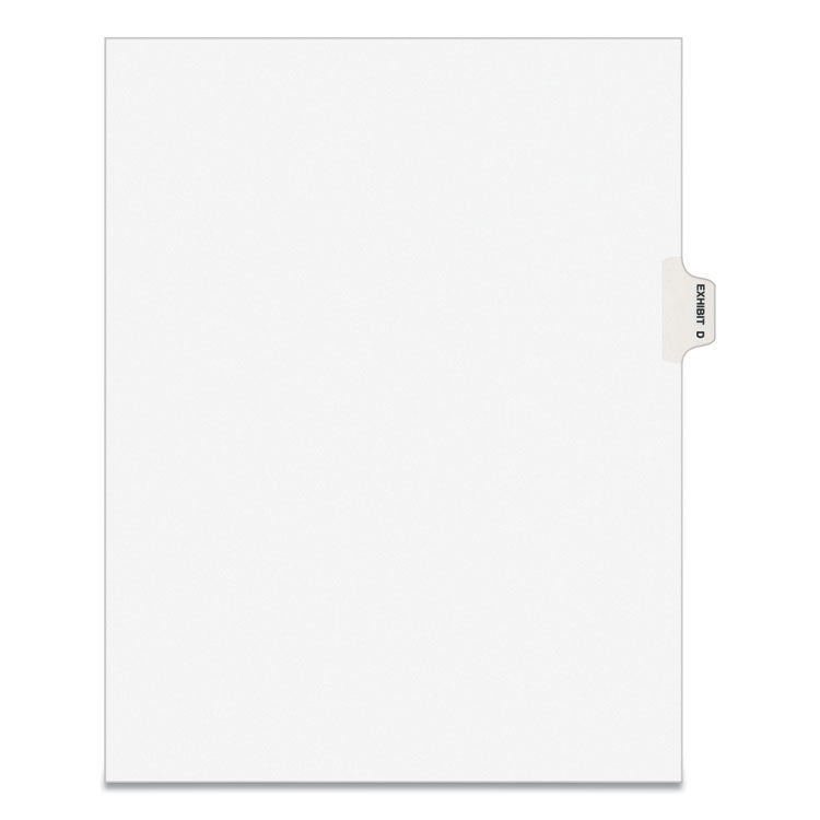 Avery-Style Preprinted Legal Side Tab Divider, 26-Tab, Exhibit D, 11 x 8.5, White, 25/Pack, (1374)