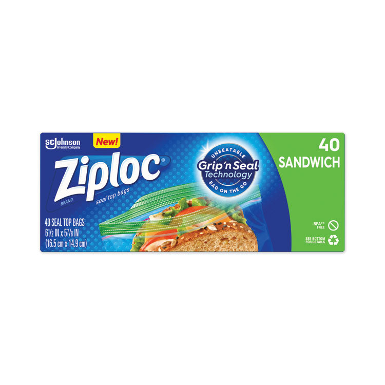 Resealable Sandwich Bags, 6.5  x 5.88 , Clear, 40 Bags/Box, 12 Boxes/Carton